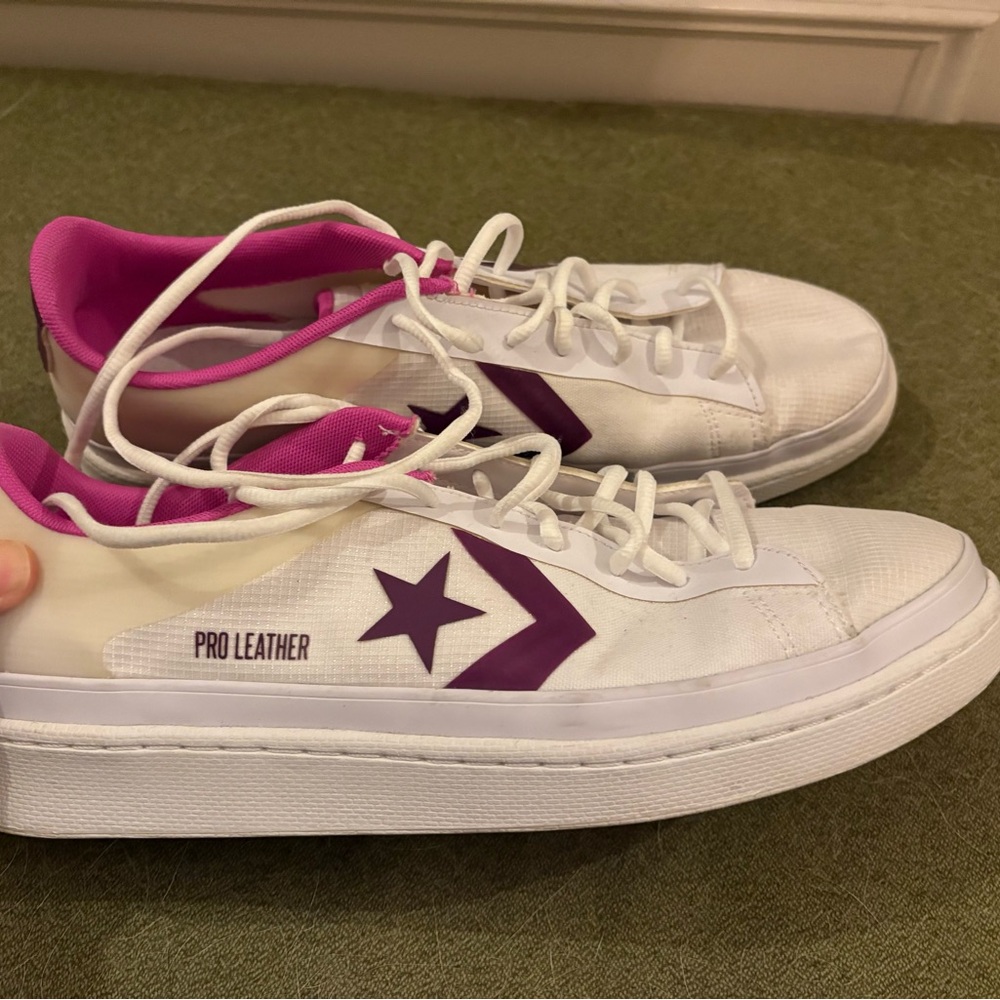 Converse Pro Leather White and Pink Sneakers